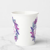 ピンクエレガントとパープルリース65誕生日 紙コップ (左)