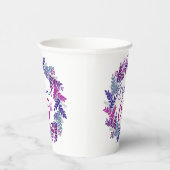 ピンクエレガントとパープルリース65誕生日 紙コップ (右)