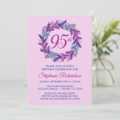 ピンクエレガントとパープルリース95誕生日 招待状 (スタンド正面)