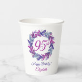 ピンクエレガントとパープルリース95誕生日 紙コップ (裏面)