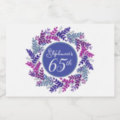ピンクエレガントとパープル65誕生日 スパークリングワインラベル (シングルラベル)