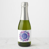 ピンクエレガントとパープル65誕生日 スパークリングワインラベル (正面)