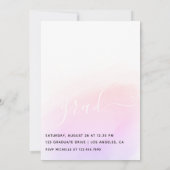 ピンクエレガントとブラウンの女の子の卒業パーティーの招待客 招待状 (裏面)