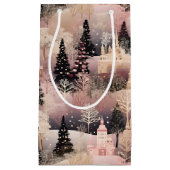 ピンクエレガントとブラックのクリスマスビレッジ スモールペーパーバッグ (正面)