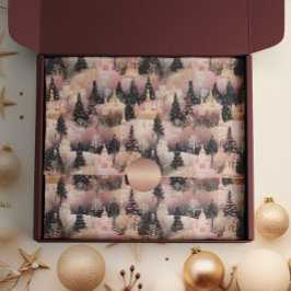 ピンクエレガントとブラックのクリスマスビレッジ 薄葉紙