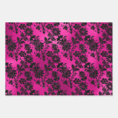 ピンクエレガントとブラックのグリッター魅惑的なパターン ラッピングペーパーシート (正面2)