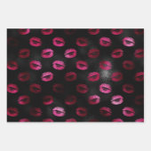 ピンクエレガントとブラックのグリッター魅惑的なパターン ラッピングペーパーシート (正面)