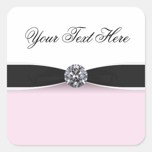 ピンクエレガントとブラックのシール スクエアシール (正面)