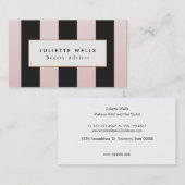 ピンクエレガントとブラックのストライプの美しいサロン 名刺 (正面/裏面)