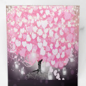 ピンクエレガントとブラックのハートリーフ結婚ズ 三つ折り招待状 (内部最初)