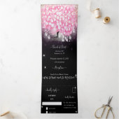 ピンクエレガントとブラックのハートリーフ結婚ズ 三つ折り招待状 (内部)