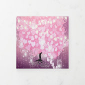 ピンクエレガントとブラックのハートリーフ結婚ズ 三つ折り招待状 (カバー)