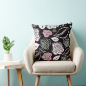 ピンクエレガントとブラックのバラと葉 クッション (椅子)