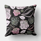 ピンクエレガントとブラックのバラと葉 クッション (裏面)