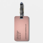ピンクエレガントとブラックのバラモノグラムの金ゴールドシェブロン ラゲッジタグ (裏面縦)