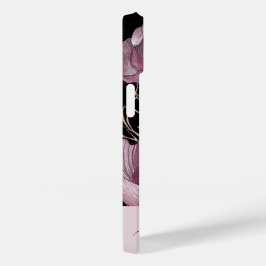 ピンクエレガントとブラックのフローラモノグラムの Case-Mate iPhoneケース (裏面 / 右)