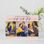 ピンクエレガントとブラックの結婚コラージュ セーブザデート (スタンド正面)