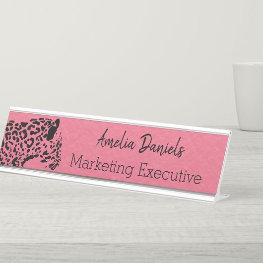 ピンクエレガントとブラックジャガー デスクネームプレート