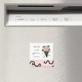 ピンクエレガントとブラック結婚の花束 マグネット (インサイチュ (食洗機))