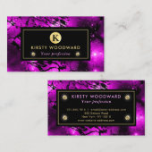 ピンクエレガントとブラック銀河系大理石モノグラム 名刺 (正面/裏面)