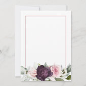 ピンクエレガントとブルゴーニュフローラ75誕生日 招待状 (裏面)