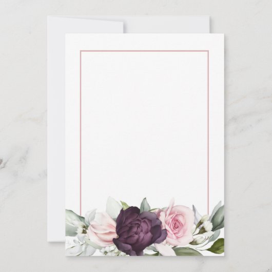 ピンクエレガントとブルゴーニュフローラ75誕生日 招待状 (裏面)