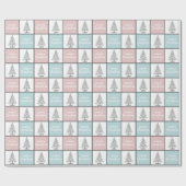 ピンクエレガントとブルーのクリスマスパターン ラッピングペーパー (フラット)