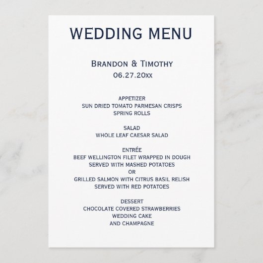 ピンクエレガントとブルーのゲイのメ結婚ニュー メニュー (正面)