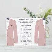 ピンクエレガントとブルーのゲイ結婚式招待状 招待状 (スタンド正面)