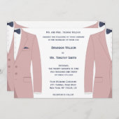 ピンクエレガントとブルーのゲイ結婚式招待状 招待状 (正面/裏面)