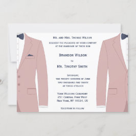 ピンクエレガントとブルーのゲイ結婚式招待状 招待状