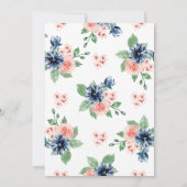 ピンクエレガントとブルーのフローラベビー性別パーティーの表示 招待状 (裏面)