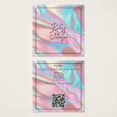 ピンクエレガントとブルーのホログラフィック名刺 (正面&裏面)