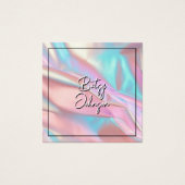 ピンクエレガントとブルーのホログラフィック名刺 (正面)