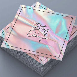 ピンクエレガントとブルーのホログラフィック名刺