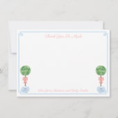 ピンクエレガントとブルーのボクウッドの赤ちゃんシャワー写真 サンキューカード (正面)