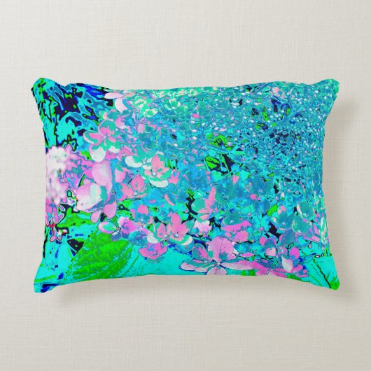 ピンクエレガントとブルーのライムライトアジサイ アクセントクッション (正面)