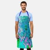 ピンクエレガントとブルーのライムライトアジサイ エプロン (着用した状態)