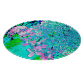 ピンクエレガントとブルーのライムライトアジサイ カッティングボード (角)