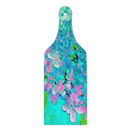 ピンクエレガントとブルーのライムライトアジサイ カッティングボード