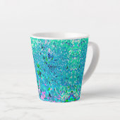 ピンクエレガントとブルーのライムライトアジサイ カフェラテマグ (右アングル)