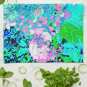 ピンクエレガントとブルーのライムライトアジサイ キッチンタオル (折り畳み)