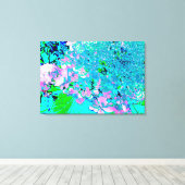 ピンクエレガントとブルーのライムライトアジサイ キャンバスプリント (インサイチュ (ウッドフロア))