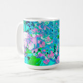 ピンクエレガントとブルーのライムライトアジサイ コーヒーマグカップ (正面左)