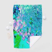 ピンクエレガントとブルーのライムライトアジサイ ゴルフタオル (インサイチュ)