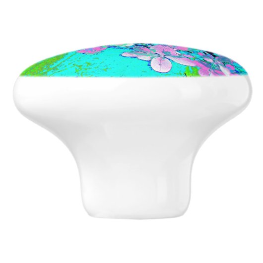 ピンクエレガントとブルーのライムライトアジサイ セラミックノブ (側面)