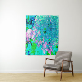 ピンクエレガントとブルーのライムライトアジサイ タペストリー