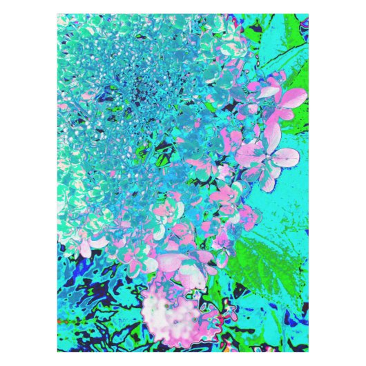 ピンクエレガントとブルーのライムライトアジサイ テーブルクロス (正面)