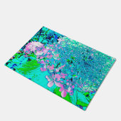 ピンクエレガントとブルーのライムライトアジサイ ドアマット (アングル)