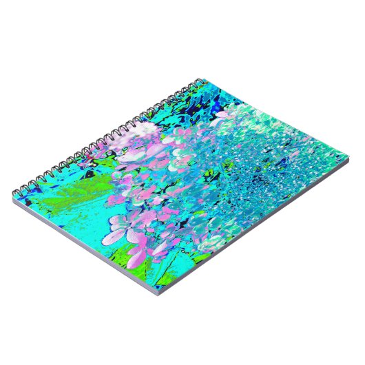 ピンクエレガントとブルーのライムライトアジサイ ノートブック (左側)